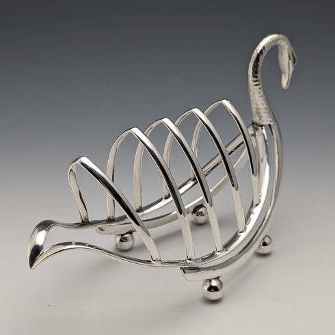British Vintage Silver Plated Swan Toast Rack
